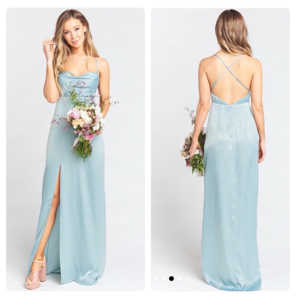 NWT show me your Mumu Forever Cowl Maxi dress Silver
Sage Sheen size XXL